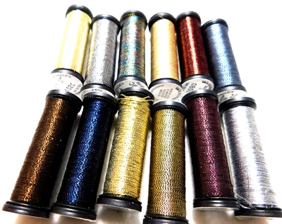 12 Mini Spools of Kreinik Metallics Balger Cord Thread / Different Colors/ 50M - Image 1 of 4