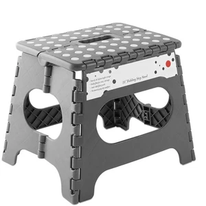 11" Folding Plastic Step Foot Stool with Handle - Gray - Picture 1 of 1