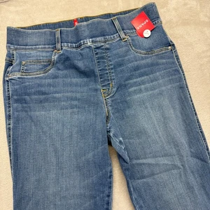 SPANX Jeans Women's 1X Petite Vintage Indigo Straight Leg Pull On Blue Denim NWT - Picture 1 of 15