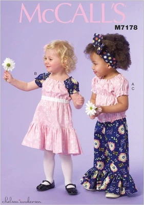 McCall's Sewing Pattern M7178 Girls Pullover Top Dress Pants Ruffles Size 1-3 UC - Image 1 of 4