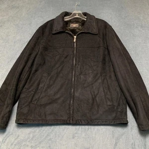 Dockers Jacket Mens Large Black Suede Faux Fur Lined Outdoor Winter Full Zip - Picture 1 of 17