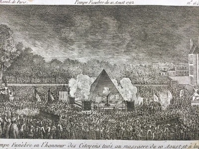 Rare Gravure Révolution Française Massacre du 10 Août 1792 Paris Pyramide - Photo 1/3