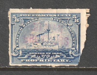 Scott # RB23, Used, F, ⅝¢ Proprietary Battleship, Gilman Brothers, Boston, MA - Image 1 of 2