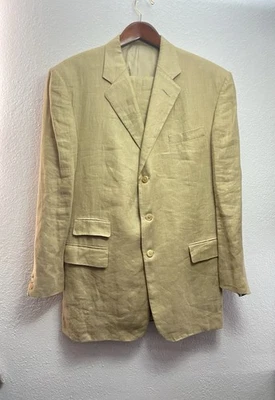 Ralph Lauren Etiqueta Púrpura, 100% Seda, Traje de Lino para Hombres 44L Pantalones 32x29 Foto 1 de 4