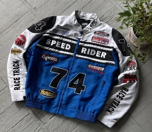 Fast Lane Speed Rider Sponsored Racing Jacket Vintage Blau Gr XXL , Neu - Bild 1 von 7