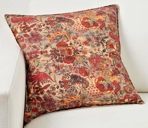 Pottery Barn Jean Fall Season Floral Embroidered Reversible Pillow New with Tags - Picture 1 of 16