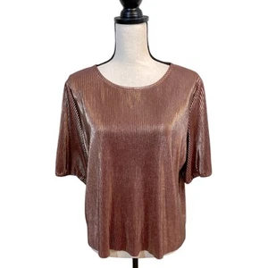 Anthropologie Sunday in Brooklyn Augusta Shimmer Top Bronze Pleated Size MP - Picture 1 of 8