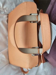 Calvin Klein Women's Handbag Brown Beige Leather Fabric Shoulder Bag - Picture 1 of 3