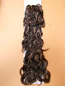 short 100% human weave hair setting curl extension two tone brown blond 4/27 - Picture 1 of 1