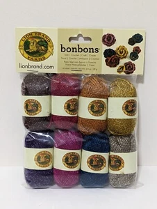 Lion Brand Yarn 601-650 Bonbons Yarn, Party Metallic (1 Pack of 8 mini balls) - Picture 1 of 8