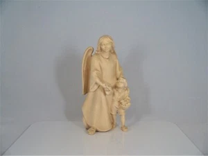 Holz Figur geschnitzt SCHUTZENGEL MIT BUB H 18 cm natur neu. Junge Engel Figuren - Bild 1 von 4