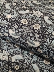 William Morris Strawberry Thief Mini Indigo Tissu Coton Pour Matelassage Et Robe - Imagen 1 de 12