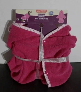 HEART TO TAIL-Pet Bathrobe W/Hood-Pink- Size L/XL-New-Back-22 In. / Girth-35 In. - Picture 1 of 7