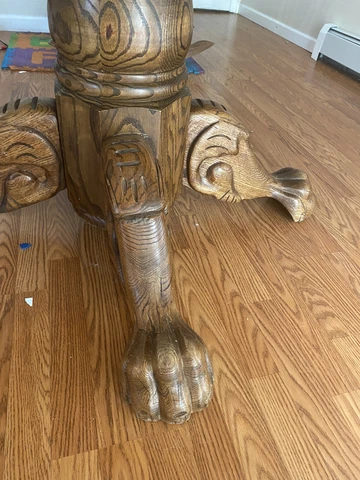 QUALITY antique lions claw foot 100% Solid oak kitchen table & chairs Cover