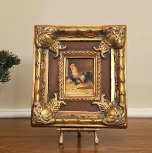 Vintage Ölgemälde Hahn mit Goldrahmen - Bild 1 von 6