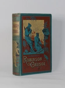 Robinson CRUSOE by DEFOE Thomas NELSON pictorial decorated cloth Gd - Foto 1 di 1