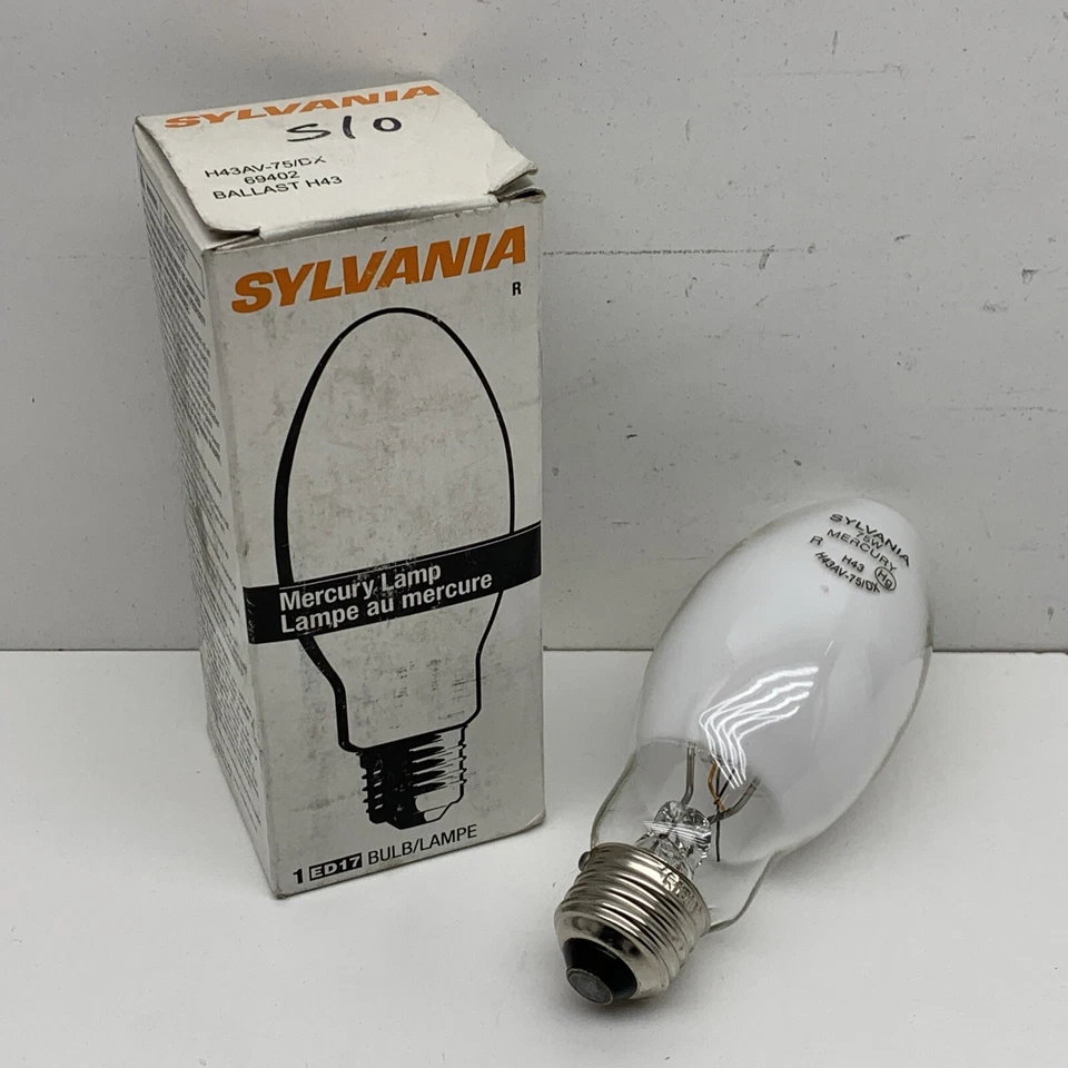 Sylvania H43AV-75/DX Mercury Vapor 75-Watt Lamp Light Bulb 75W H43 Medium Base - Image 1 of 4