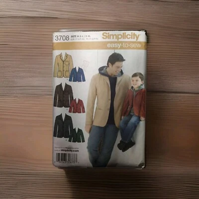 Simplicity 3708 Sewing Pattern Boy's & Men's Jacket Size S-L Boys S-XL Men's  - Image 1 of 2