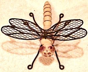 Dragonfly Figurine Metal and Wood by SPI San Pacific International - Picture 1 of 7