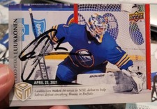 AUTOGRAPHED 20-21 Upper Deck Game Dated Moments /499 Ukko Pekka Luukkonen AUTO