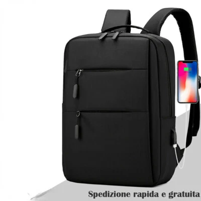 Zaino da uomo per PC Borsa Computer con porta ricarica USB per Laptop 15.6" - Immagine 1 di 4