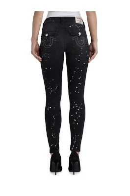 True Religion Women's Super Skinny Flaps Jeans Size 24 NWT Painted Noir Splatter - Image 1 of 4