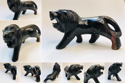 Vintage Hard Wood Chinese Oriental Wooden Carving of a Lion 19cm x 10cm - Image 1 of 4