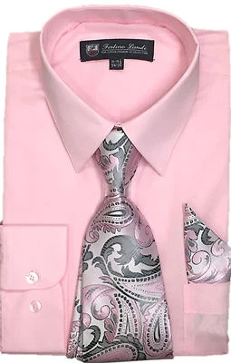 Nueva Camisa de Vestir Para Hombre Mezcla Algodón con Corbata y Pañuelo 22 Colores 21 Foto 1 de 4