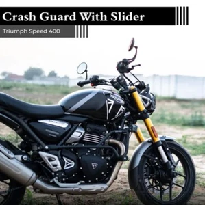 CRASH GUARD WITH SLIDERS BLACK Fit For Triumph Speed 400 - Picture 1 of 5