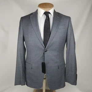 Armani Exchange Mens Sport Coat 36R Gray Blue Check Wool Blend Blazer $475 - Picture 1 of 12