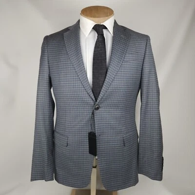 Armani Exchange Mens Sport Coat 36R Gray Blue Check Wool Blend Blazer $475 - Image 1 of 4