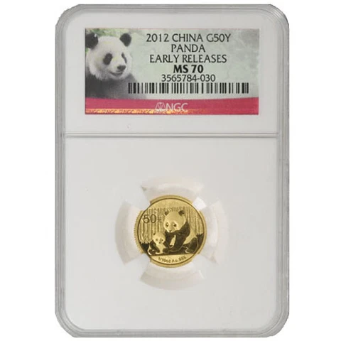 1/10 oz Chinese Gold Panda Coin MS70 (Random Year, Varied Label, PCGS or NGC) Cover