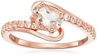Rose Gold-plated Silver Morganite and White Topaz Ring For Women's, Size 7