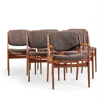 Cadeiras de jantar Arne Vodder para Sibast Elle e Ella dinamarquesas de teca - Conjunto de 6 - Imagem 1 de 4