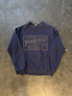 Vintage 1980s Navy PENDLETON by JERZEES Logo Sweatshirt Sz. M Made In USA - Image 1 of 4