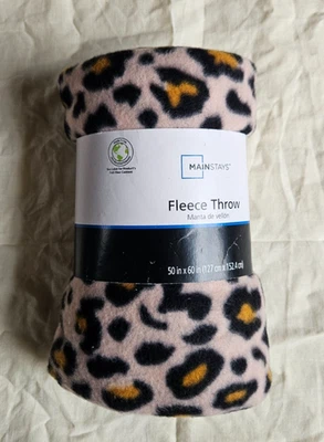 Mainstays Fleece Throw Blanket 50x60 Leopard Print Soft Lightweight New - Image 1 of 4
