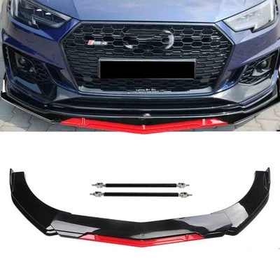 For AUDI A3 A4 A5 Gloss Black Front Bumper Lip Splitter Parts Accessories Rods - Image 1 of 4