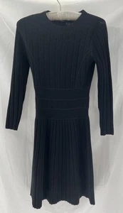 Theory Black Ribbed Sweater Dress Women’s Sz P Quiet Luxury Minimalist Elegant - Picture 1 of 12