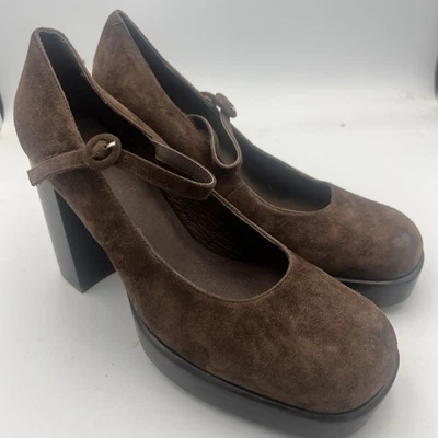 Zapatos de salón Jeffrey Campbell Mary Ann plataforma para mujer talla 8 marrón choc gamuza Mary Jane Foto 1 de 4