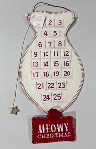 Wondershop Cat Fish Advent Calendar Countdown Christmas Wall Hanging Red/Ivory - Picture 1 of 16