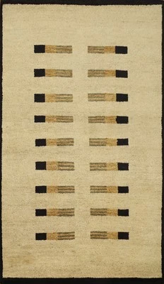 Contemporary Wool Rug 4x6 Handmade with Minimalist Design Patterns - Image 1 of 4