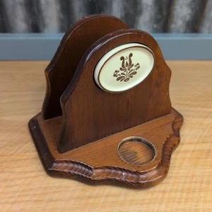 Vtg Pfaltzgraff Village Wooden Napkin Salt & Pepper Holder Tray Serving - Picture 1 of 13