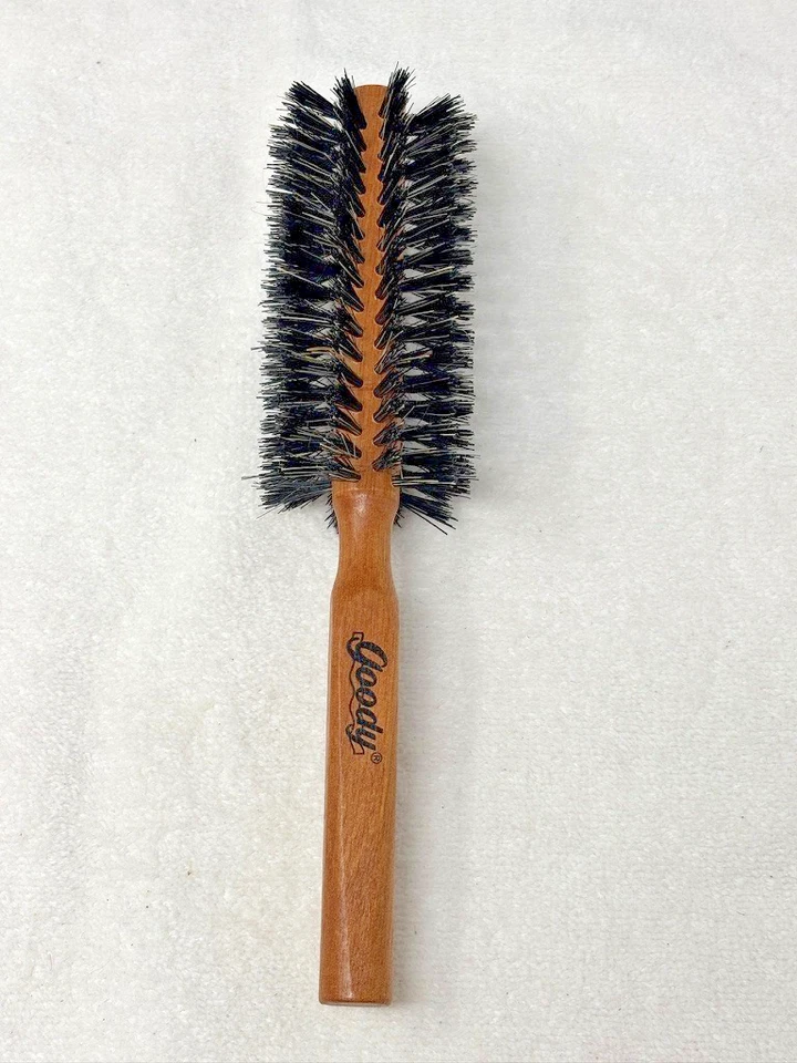 Vtg Goody Styling Brush Round Plastic Bristles Wood Tone for Thin Fine Hair Used - Image 1 of 4