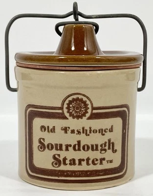 Tarro de vasija de iniciación de masa madre antigua de colección alambre de gres cierre de fianza ¡EXCELENTE! Foto 1 de 4
