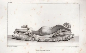 Statue "HERMAPHRODITE" Rad.m.Kst. v. Heyna n. Vauthier 17x12 cm bei Filhol 1804 - Bild 1 von 1