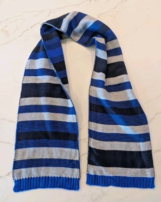 Bufanda tejida a rayas azul y gris para niños Place Foto 1 de 4
