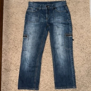 Simply Vera Vera Wang Donna Taglia 8 Denim Capri Con Tasche Cerniera Med. Lavaggio - Foto 1 di 9
