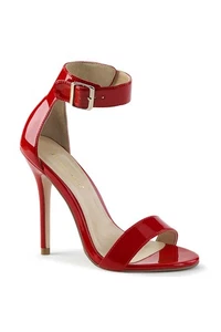 Pleaser USA AMUSE-10 rote Lack-Sandale Stilettoabsatz hinten geschlossen offene Zehenpartie UK8 - Bild 1 von 4