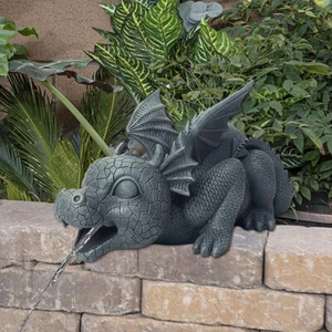 Fountain Dragon Statue Resin Spouting Water Dragon Sculpture Weatherproof towPf⊛ - Picture 1 of 12