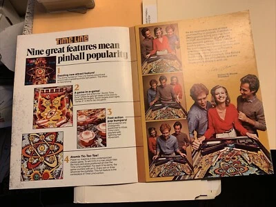 Worn 3 Pages TIME LINE   GOTTLIEB  PINBALL  ARCADE GAME  FLYER - Image 1 of 4